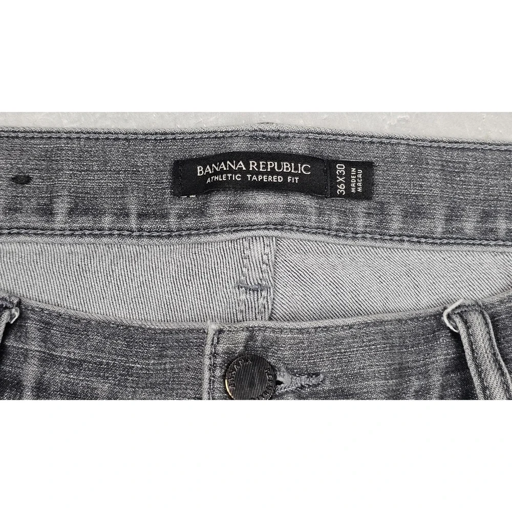 Banana Republic Jeans Mens 36x29‎ Gray Athletic Tapered Fit Denim Stretch Pants